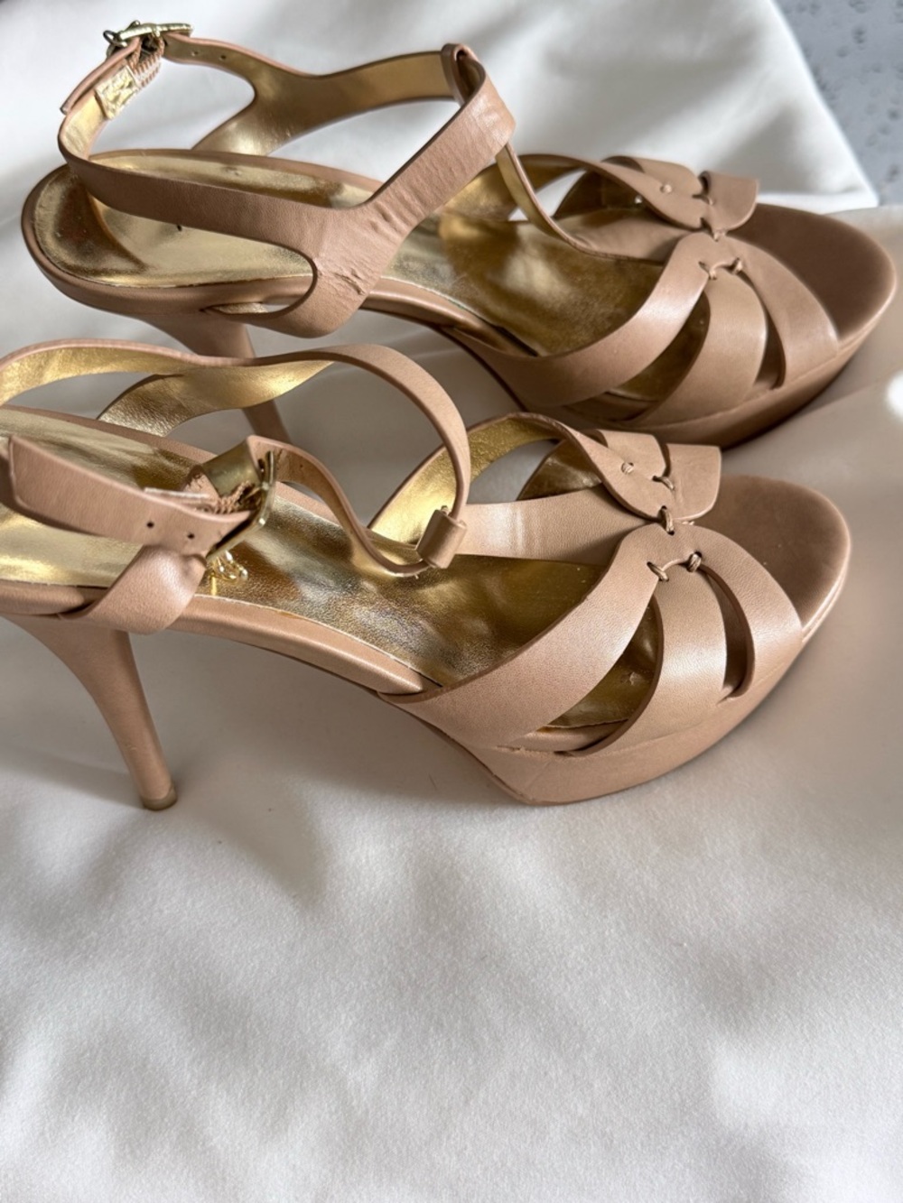 Thalia Sodi Nude Pink Strappy High Heel Sandals